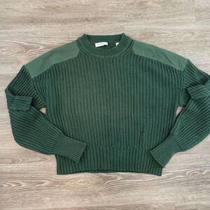EQUIPMENT Womens Crop Knit Army Green Millitary Sweater M